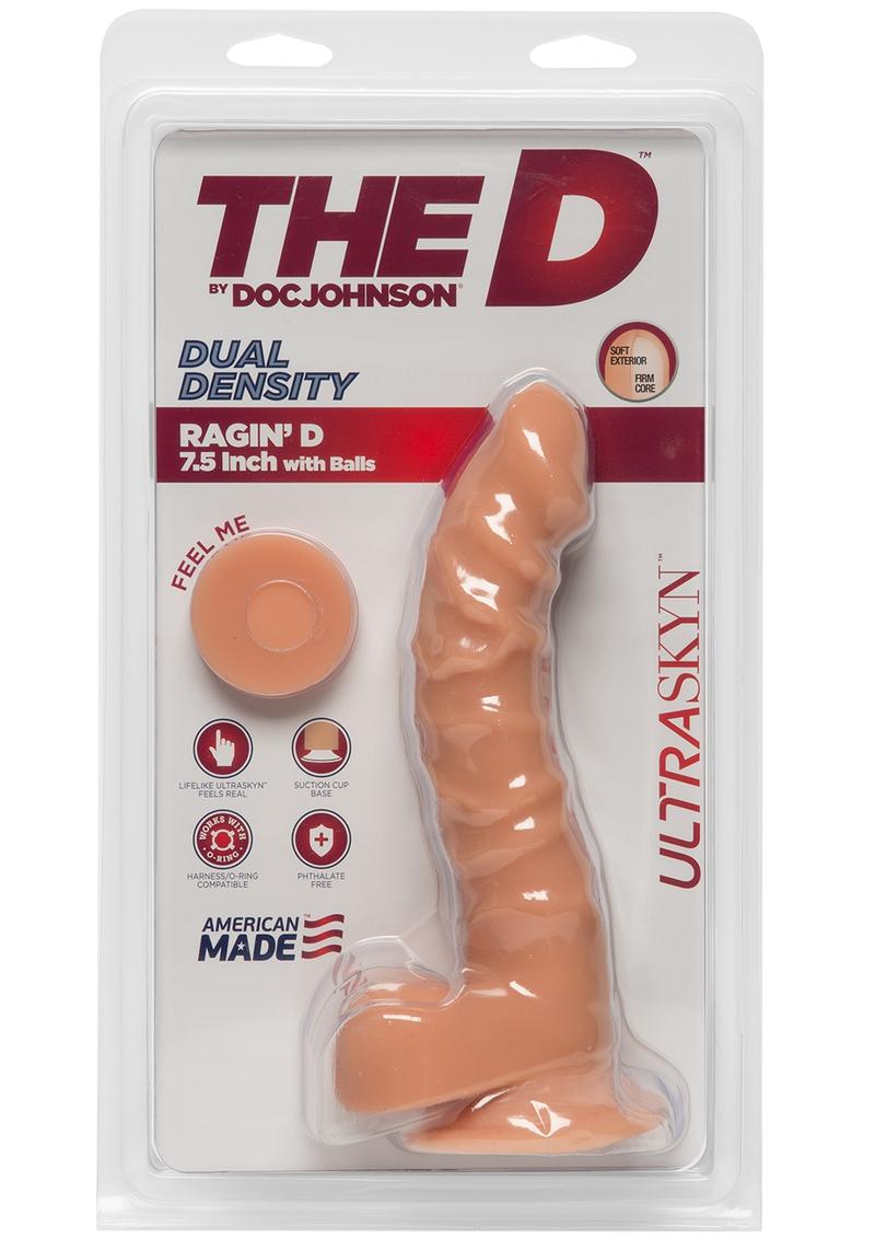 The D Ragin D Ultraskyn Dildo with Balls - Flesh/Vanilla - 7.5in