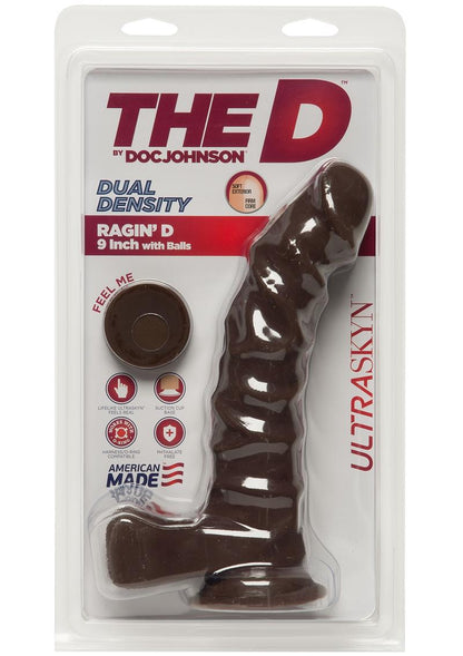 The D Ragin D Ultraskyn Dildo with Balls - Chocolate - 9in