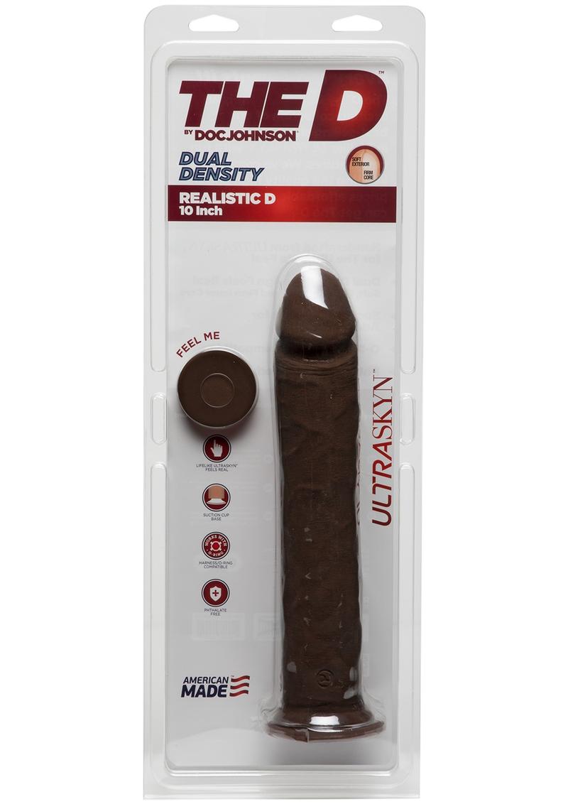 The D Realistic D Ultraskyn Dildo - Chocolate - 10in