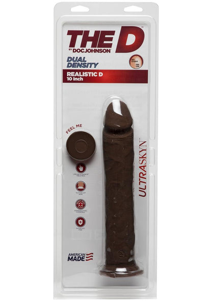 The D Realistic D Ultraskyn Dildo - Chocolate - 10in