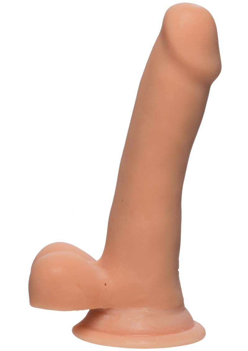 The D Slim D Ultraskyn Dildo with Balls - Flesh/Vanilla - 6.5in