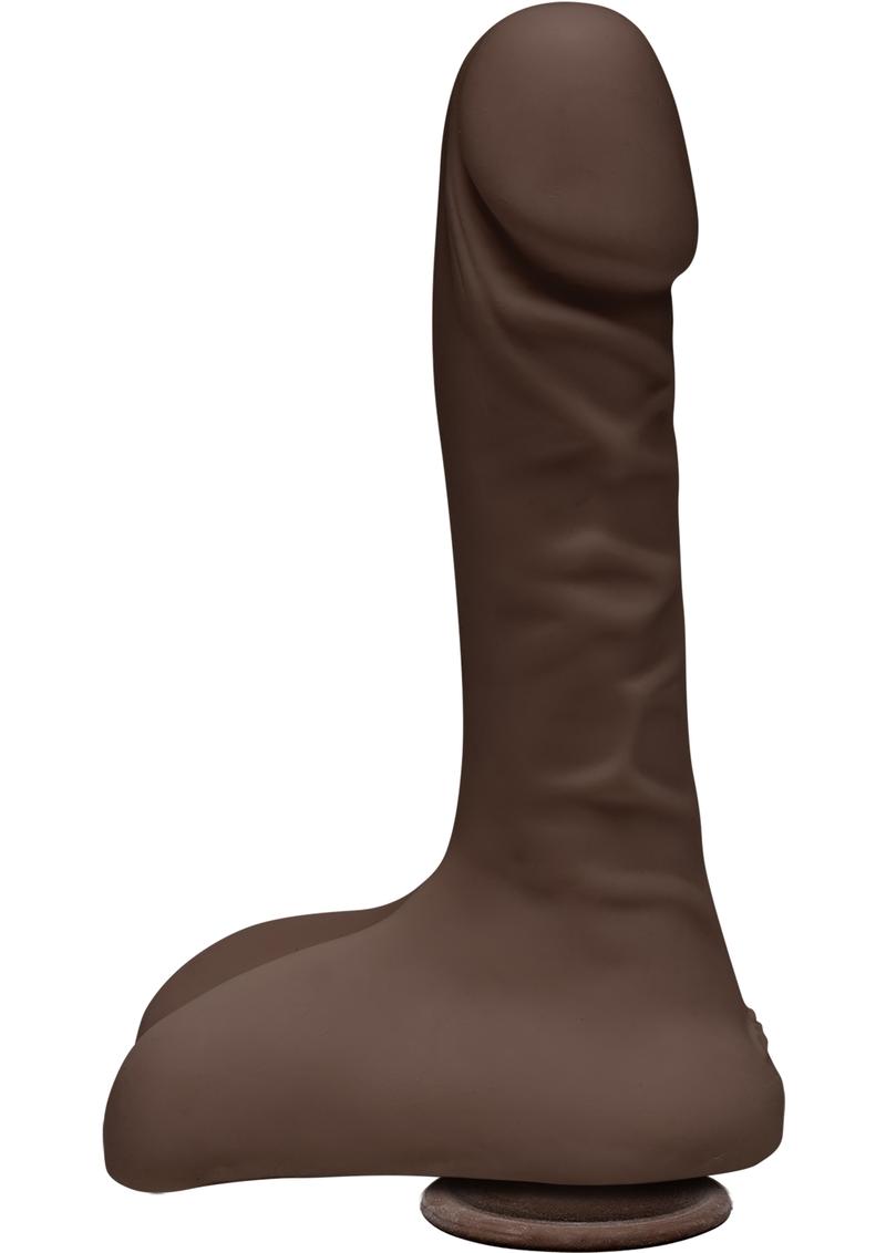 The D Super D Ultraskyn Dildo with Balls - Chocolate - 9in