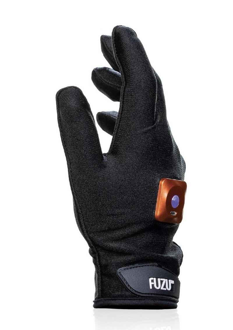 The Fuzu Vibrating Rechargeable Single Massage Glove - Black