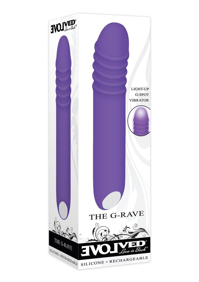 The G Rave Silicone Rechargeable G-Spot Light-Up Vibrator - Purple