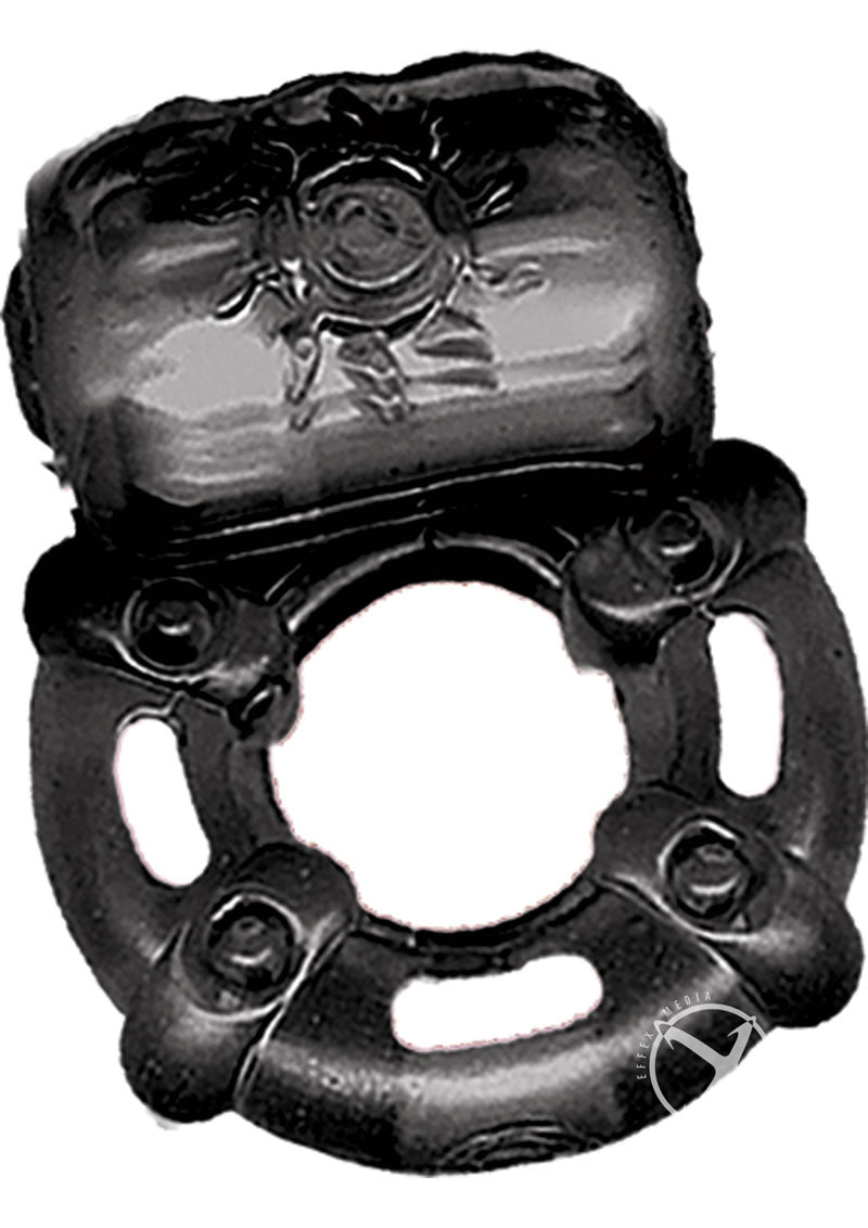 The Macho Stallions Pulsating Erection Keeper Silicone Vibrating Cock Ring - Black