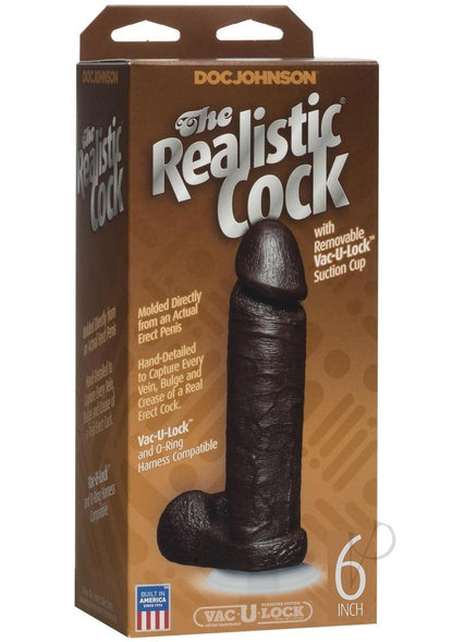 The Realistic Cock Dildo - Black - 6in