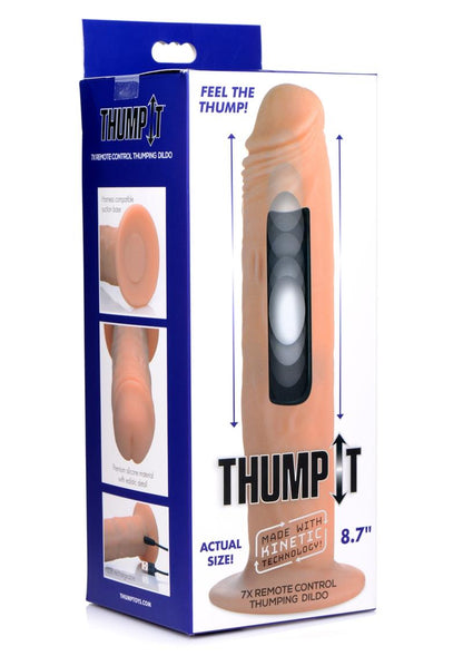 Thump It Rechargeable Silicone Thumping (Large) 8.7in Dildo with Remote Control - Vanilla - Large