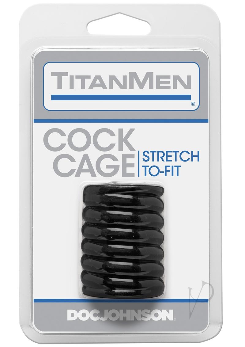 Titanmen Ribbed Stretch-To-Fit Cock Cage - Black