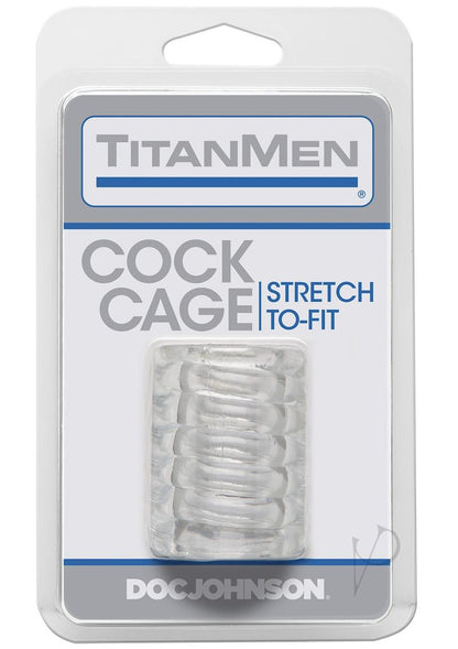 Titanmen Ribbed Stretch-To-Fit Cock Cage - Clear