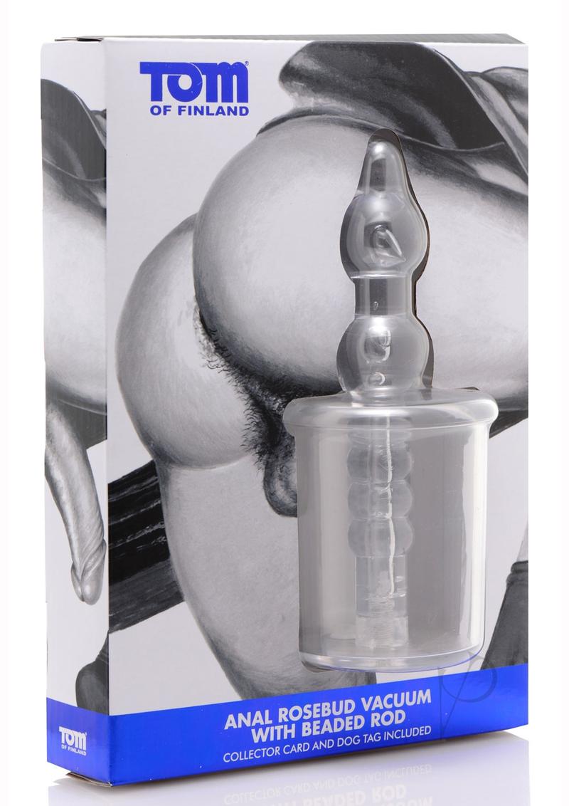 Tom Of Finland Anal Rosebud Vacuum W/Beaded Rod - Clear