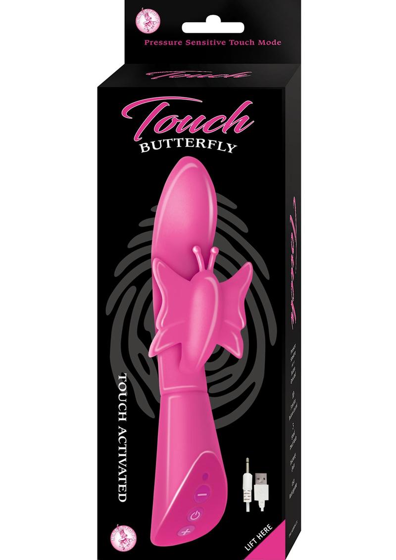 Touch Butterfly Silicone Rechargeable Rabbit Vibrator - Pink