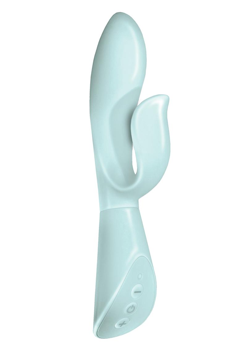 Touch Me Vibe Silicone Rechargeable Vibrator - Aqua/Blue