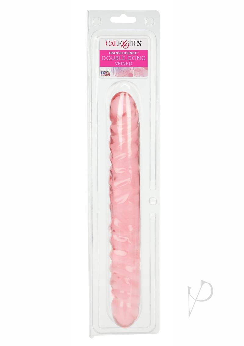 Translucence Veined Double Dildo - Pink - 12in