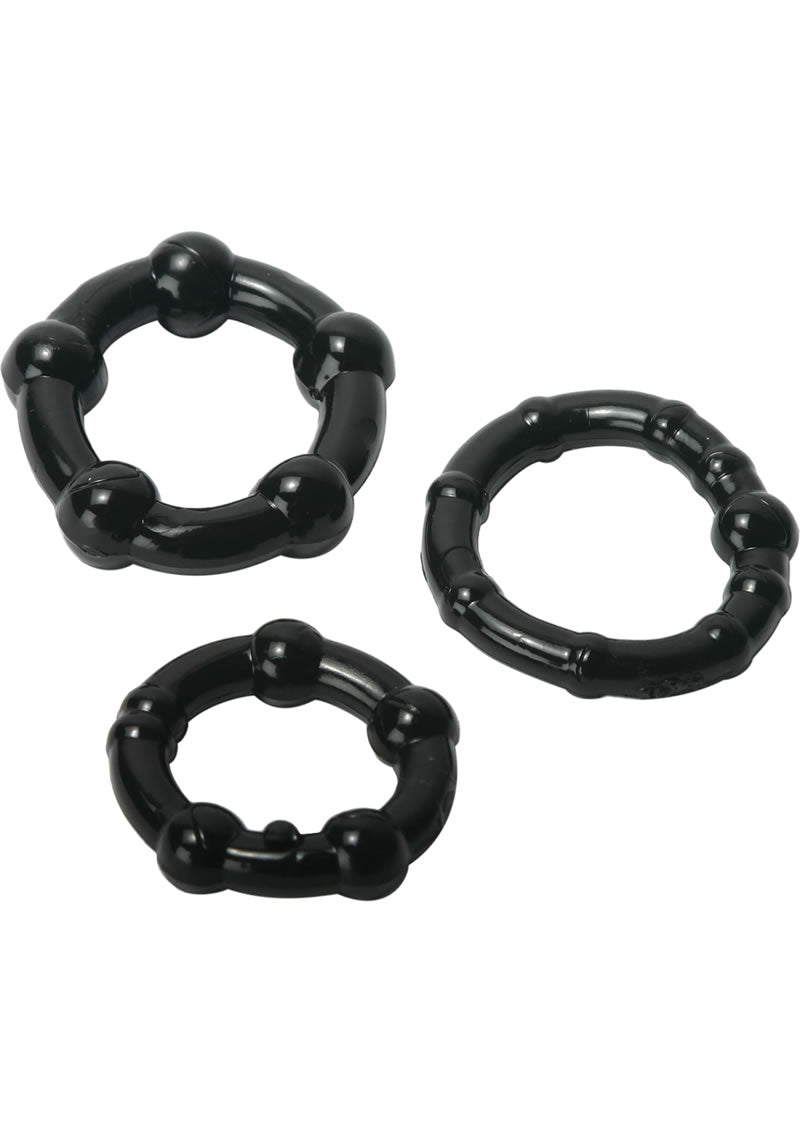 Trinity Men Performance Erection Cock Rings - Black - 3 Pack