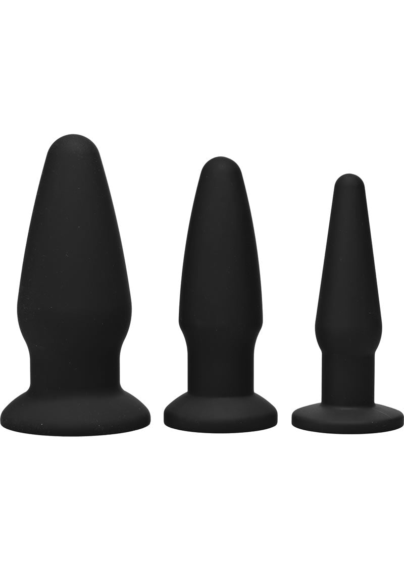 Trinity Men Silicone Anal Training - Black - 3 Pack/Set