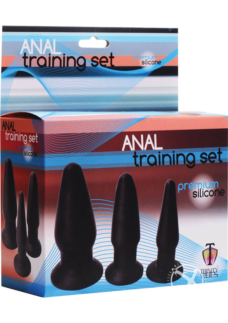 Trinity Men Silicone Anal Training - Black - 3 Pack/Set