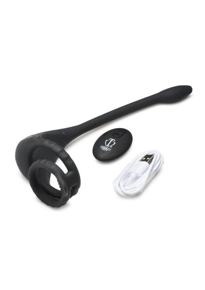 Trinity Men Vibrating Rechargeable Silicone Cock Ring and Anal Stimulator