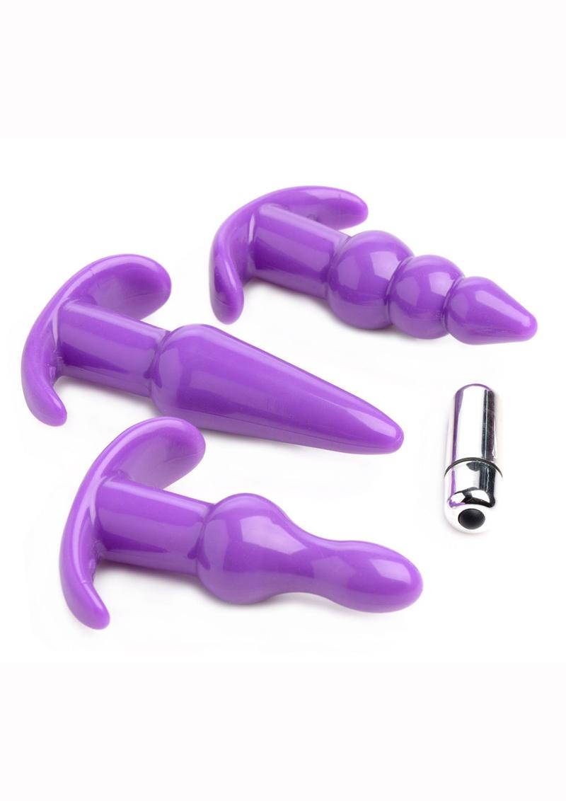 Trinity Vibes 4 Pc Vibrating Anal Plug - Purple - Set