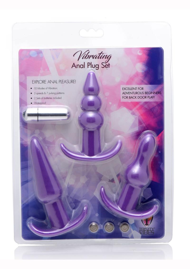 Trinity Vibes 4 Pc Vibrating Anal Plug - Purple - Set