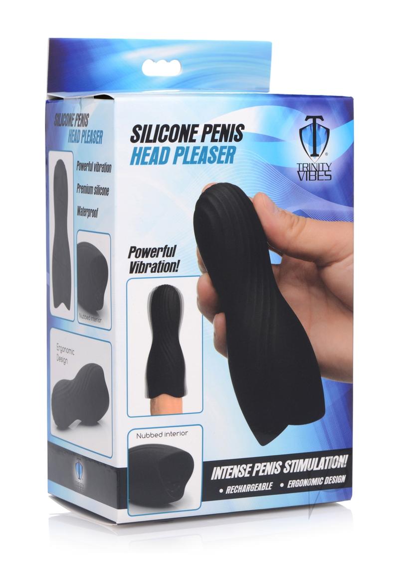 Trinity Vibes Rechargeable Silicone Penis Pleaser - Black