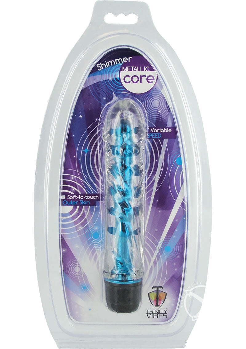 Trinity Vibes Shimmer Metallic Core Vibrator - Blue