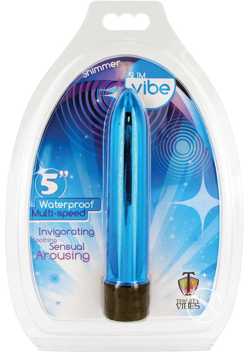 Trinity Vibes Slim Vibrator - Blue - 5in