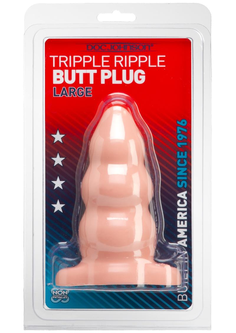 Triple Ripple Butt Plug - Vanilla - Large