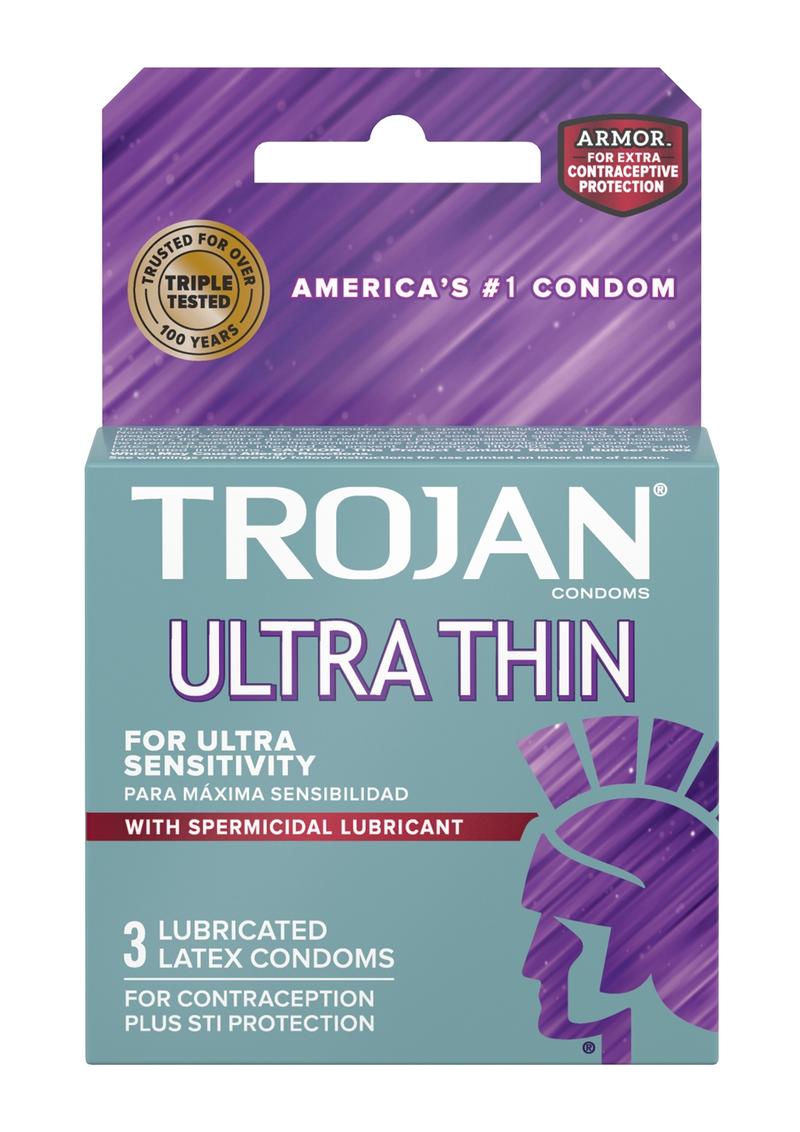 Trojan Ultra Thin Armor Spermicide Condom - 3 Pack