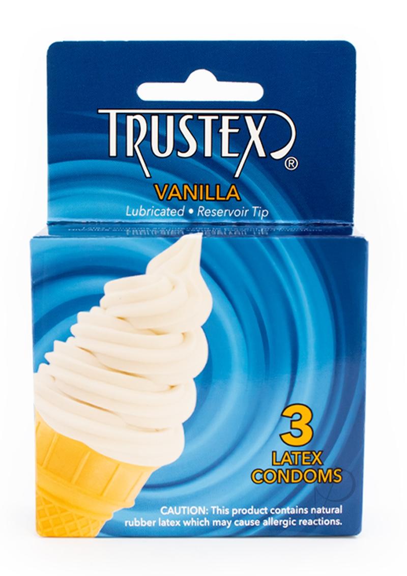 Trustex Lubricated Reservoir Tip Flavored Latex Condom Vanilla - 3 Per Box