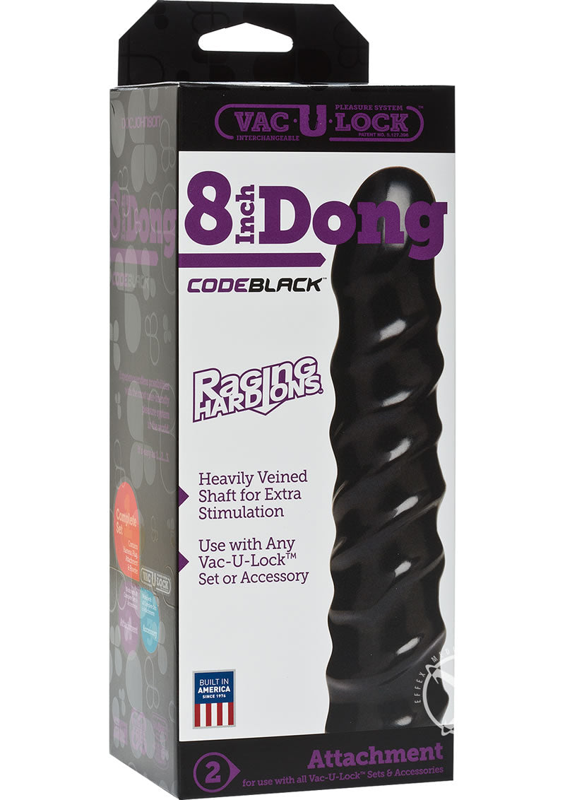 Vac-U-Lock Codeblack Raging Hard-Ons Dildo - Black - 8in