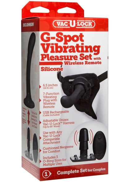 Vac-U-Lock G-Spot Vibrating Silicone Pleasure Set with Remote Control - Black