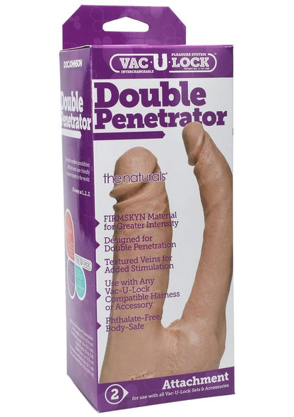 Vac-U-Lock The Naturals Double Penetrator Dildo - Vanilla - 6in