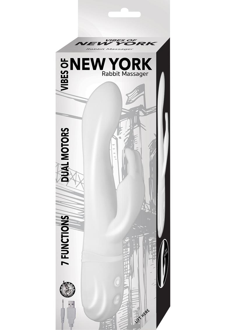 Vibes Of New York Rabbit Massager Rechargeable Silicone Vibrator - White