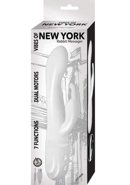 Vibes Of New York Rabbit Massager Rechargeable Silicone Vibrator - White