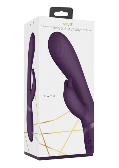 Vive Cato Pulse Wave Rechargeable Silicone G-Spot Rabbit Vibrator - Purple