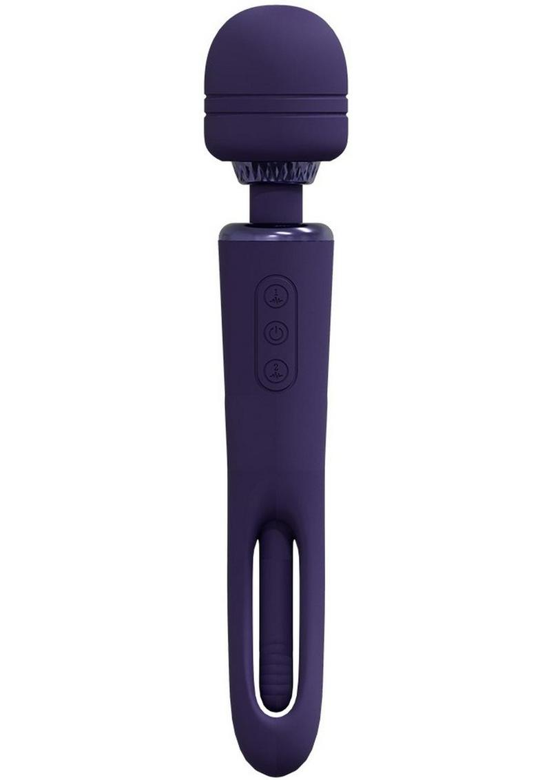 Vive Kiku Rechargeable Double Ended Wand with G-Spot Stimulator - Purple