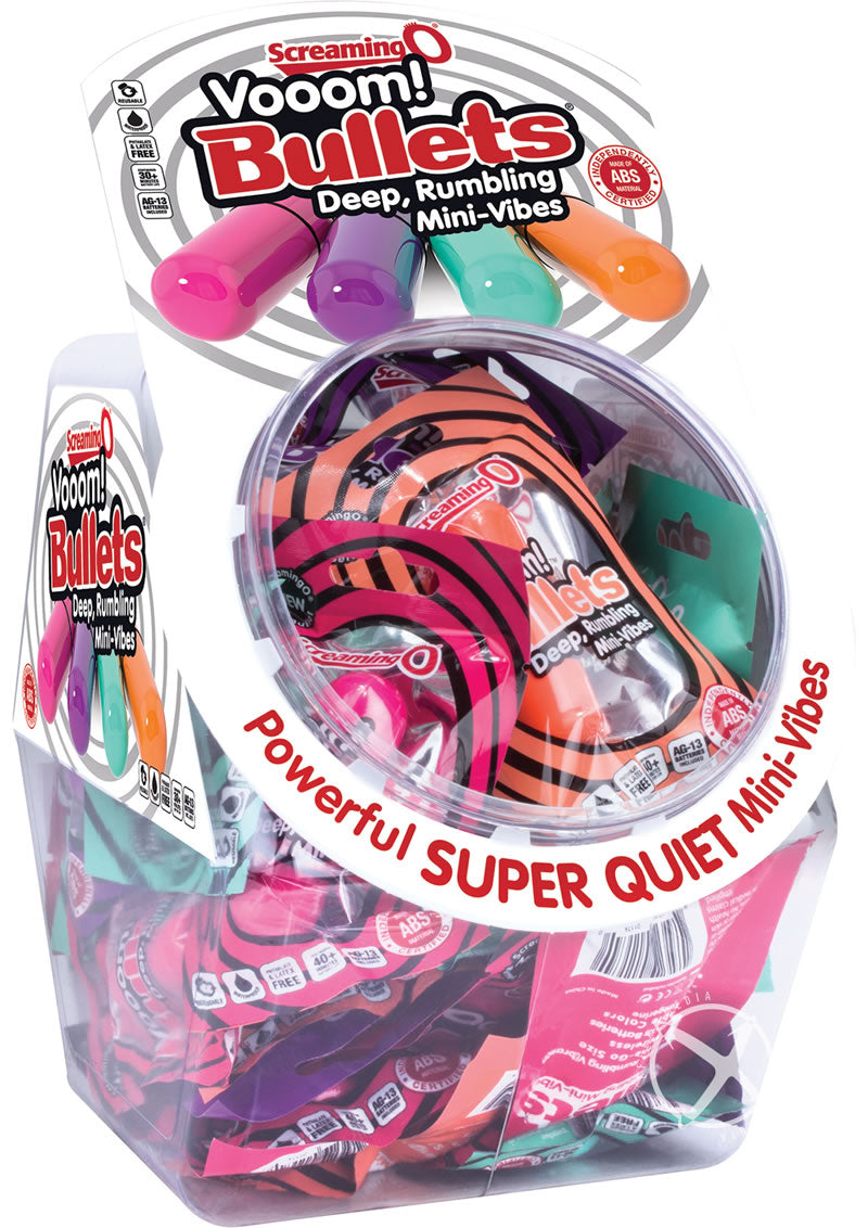 Vooom Bullets Mini Vibrators - Assorted Colors - 40 Piece/Bowl