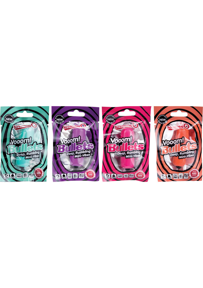 Vooom Bullets Mini Vibrators Waterproof - Assorted Colors - 20 Each Per Counter Display