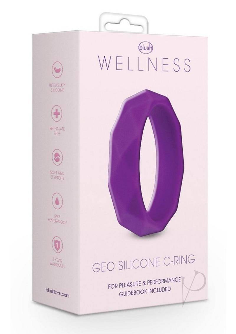 Wellness Geo Silicone Cock Ring - Purple