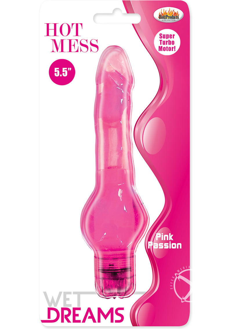 Wet Dreams Hot Mess Vibrating Dildo - Pink/Pink Passion - 5.5in