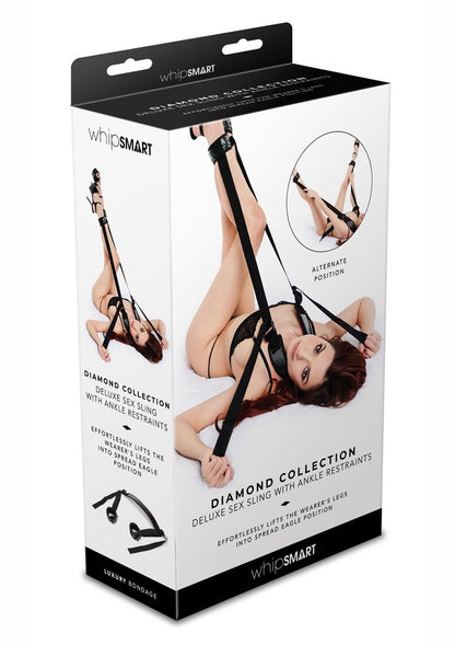 WhipSmart Deluxe Sex Sling with Ankle Restraints - Black