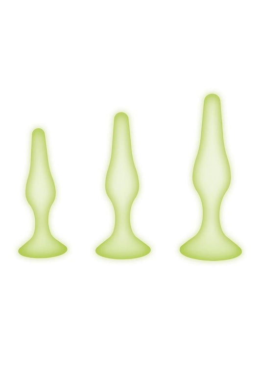 WhipSmart Glow In The Dark Silicone Anal Training Kit - Glow In The Dark/Green - 3 Piece