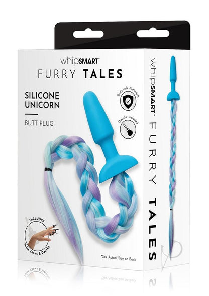 WhipSmart Silicone Plug 3.75in with Unicorn Tail - Blue