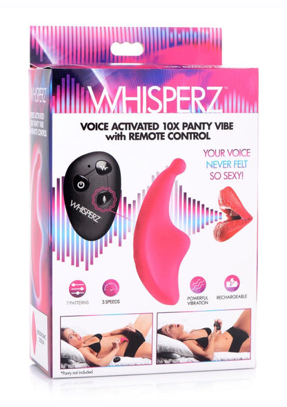 Whisperz Voice Activated 10x Panty Vibe with Remote Control - Pink