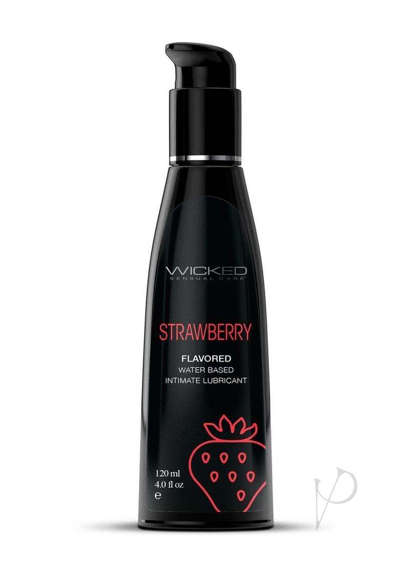 Wicked Aqua Water Based Flavored Lubricant Strawberry - 4oz