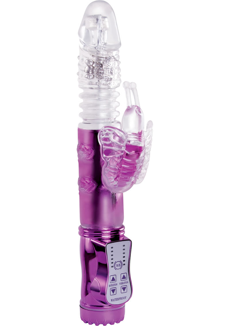 Wyld Vibes Deep Stroker Butterfly Rabbit Vibrator - Gold/Purple