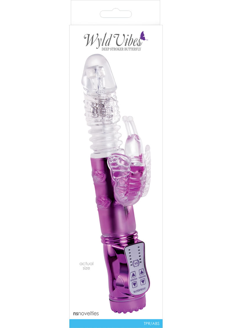 Wyld Vibes Deep Stroker Butterfly Rabbit Vibrator - Gold/Purple