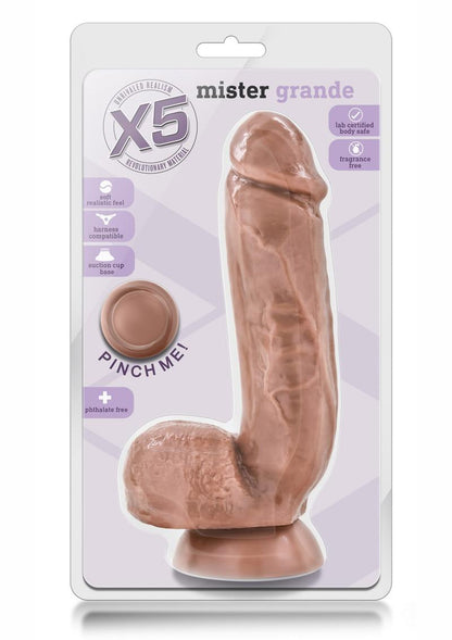 X5 Mister Grande Dildo with Balls - Caramel - 8.5in