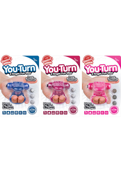 You Turn 2 Finger Vibrator - Assorted Colors - 6 Each Per Box