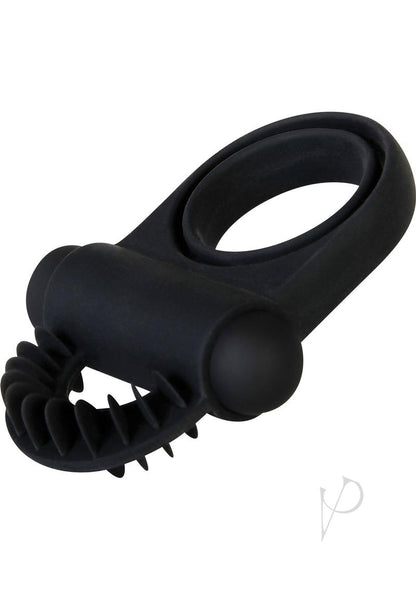 Zero Tolerance Bell Ringer Rechargeable Silicone Vibrating Cock Ring with Clitoral Stimulator and Ball Strap - Black